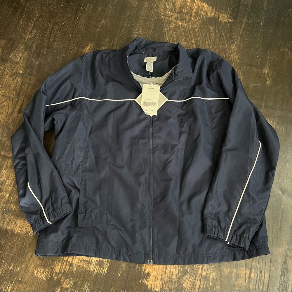 New Women’s Sears Classic Elements Navy Blue Zip Windbreaker Vintage Jacket 20
